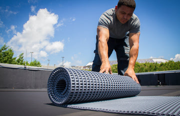 Easy to install, Crossgrip walkway matting contours to and protects the roof membrane.