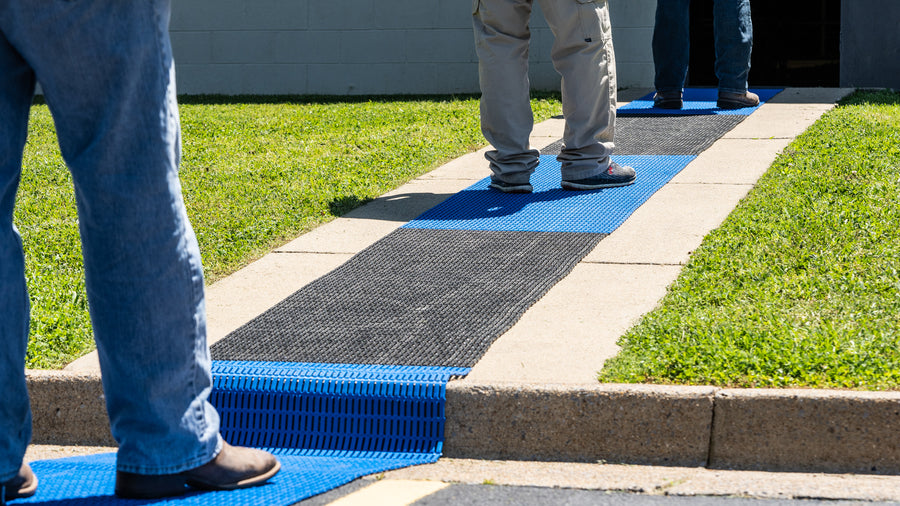 Flexipath is designed to be placed on any surface, from concrete and carpet to decking and grass. 