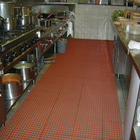 Industrial matting is surprisingly easy to handle, and is also a breeze to clean with a high-pressure hose. Perfect for a commercial kitchen environment.