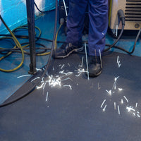 Sparksafe is rubber matting that repels sparks and metal shards