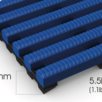 Heronrib is self-draining barefoot matting. 