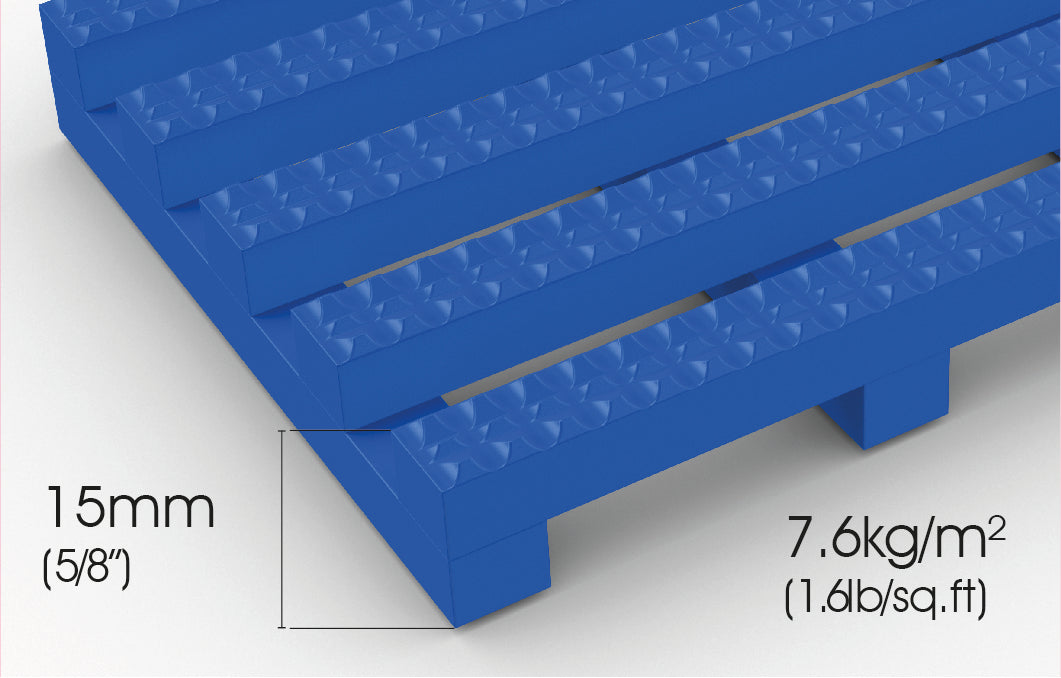 Vynagrip is made from non-porous PVC with a diamond-cut pattern. 